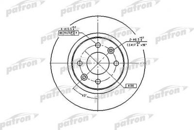 PATRON Диск тормозной передн NISSAN: KUBISTAR 03-, RENAULT: 19 I 89-92, 19 I (PBD2586)