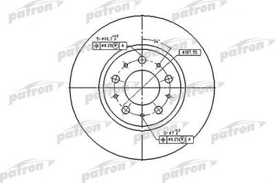 PATRON Диск тормозной передн VOLVO: 850 91-96, 850 универсал 92-96, 940 92-98, 940 II 94-98, 940 II универсал 94-98, 940 Kombi 92-94, 960 II универсал 94-96, C70 кабри (PBD2671)