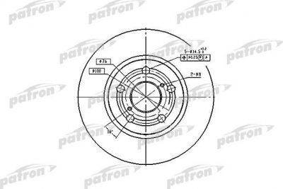 PATRON Диск тормозной передн TOYOTA: CARINA E 92-97, CARINA E Sportswagon 93-97, CARINA E седан 92-97, CARINA II 88-93, CARINA II седан 88-93 (PBD2742)