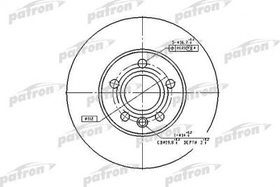 PATRON Диск тормозной передн FORD: GALAXY 95-, SEAT: ALHAMBRA 96-, VW: SHARAN 95- (PBD2776)
