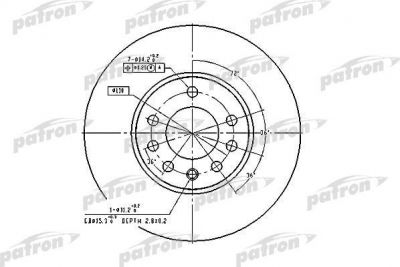 PATRON Диск тормозной передн OPEL:CALIBRA A 03.92-07.97,SPEEDSTER 09.00-,VECTRA B 10.95-04.02,VECTRA B хечбэк 10.95-07.03,VECTRA B универсал 11.96-07.03, SAAB:9-3 02.9 (PBD2778)