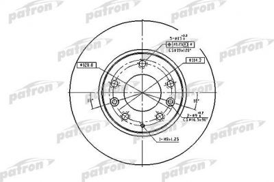 PATRON Диск тормозной передн MAZDA: 6 02-, 6 Hatchback 02-, 6 Station Wagon 02- (PBD4386)