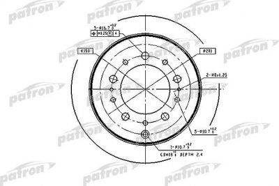 PATRON Диск тормозной задн TOYOTA: LAND CRUISER 100 98-, LEXUS: LX470 98-07 (PBD4483)