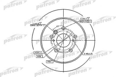 PATRON Диск тормозной задн LEXUS: RX 03-, TOYOTA: HARRIER 00- (PBD7257)