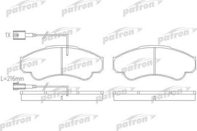 PATRON Колодки тормозные дисковые передн CITROEN: JUMPER c бортовой платформой 94-02, JUMPER c бортовой платформой 02-, JUMPER автобус 94-02, JUMPER автобус 02-, JUMPER фургон 94- (PBP1479)