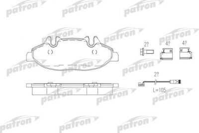 PATRON Колодки тормозные дисковые передн MERCEDES-BENZ: VIANO 03-, VITO автобус 03-, VITO фургон 03- (PBP1493)