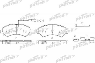 PATRON Колодки тормозные дисковые задн CITROEN: JUMPER c бортовой платформой 06-, JUMPER автобус 06-, JUMPER фургон 06-, PEUGEOT: BOXER c бортовой платформой 06-, BOXER автобус 0 (PBP1927)