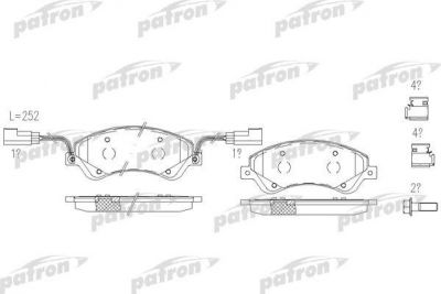 PATRON Колодки тормозные дисковые передн FORD: TRANSIT TOURNEO 06-, TRANSIT c бортовой платформой 06-, TRANSIT автобус 06-, TRANSIT фургон 06- (PBP1929)