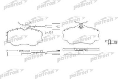 PATRON Колодки тормозные дисковые передн ALFA ROMEO: 164 87-98, FIAT: CROMA 85-96, LANCIA: THEMA 88-93, THEMA SW 88-94 (PBP595)