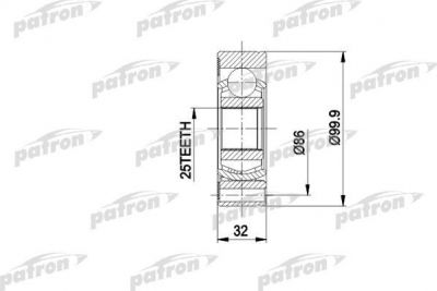 PATRON ШРУС внутр к-кт FORD: CONSUL 72 - 75, CONSUL Turnier 72 - 75, CONSUL купе 72 - 75, GRANADA 72 - 77, GRANADA 77 - 85, GRANADA универсал 72 - 77, GRANAD (PCV1005)