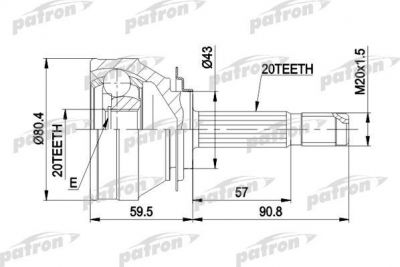 PATRON ШРУС наружн к-кт FIAT: 127 78-82, FIORINO Pick up 94-01, FIORINO фургон 88-01, PANDA 80-04, PANDA Van 86-04, UNO 83-95, LANCIA: Y10 85-95, SEAT: FURA (PCV1019)