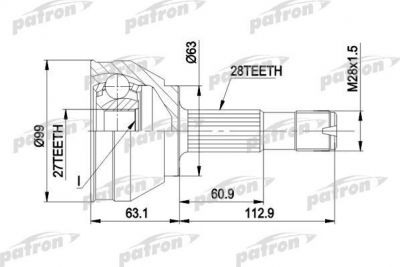 PATRON ШРУС наружн к-кт PEUGEOT: J5 83-9.92, FIAT: DUCATO -12.93, TALENTO 9.89-, CITROEN: C25 -7.87 (PCV1020)