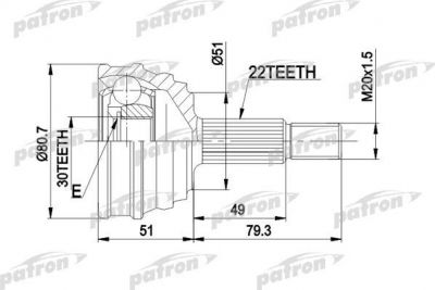 PATRON ШРУС наружн к-кт AUDI: 80/90 -9.80, VW: PASSAT -4.80 (PCV1049)