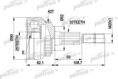 PATRON ШРУС наружн к-кт OPEL: VECTRA 1.8-2.0 с и без ABS 10.88-7.91 (PCV1052)