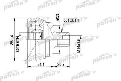 Patron PCV1066 шарнирный комплект, приводной вал на AUDI 80 (89, 89Q, 8A, B3)