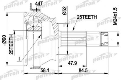 PATRON ШРУС наружн к-кт FIAT: CROMA (CH.0189807->) РКПП 03/86-01/93, TEMPRA/TIPO РКПП 03/90-08/96, LANCIA: DEDRA РКПП 04/89-06/94, 1.9TDS 04/89-07/99, THEMA (PCV1093)