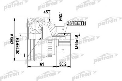 PATRON ШРУС наружн к-кт AUDI: 80, 90 c ABS 4.88-7.94 (PCV1112)