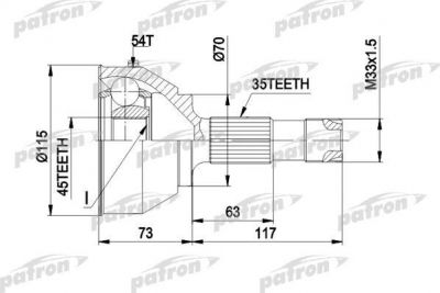 PATRON ШРУС наружн к-кт [Ch.- 5235557] FIAT: DUCATO 18Q с ABS 1.94-, CITROEN: JUMPER 18Q с ABS 94-, PEUGEOT: BOXER 18Q c ABS 94- (PCV1132)