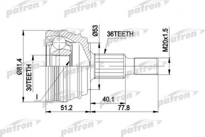 Patron PCV1241 шарнирный комплект, приводной вал на SKODA OCTAVIA Combi (1U5)