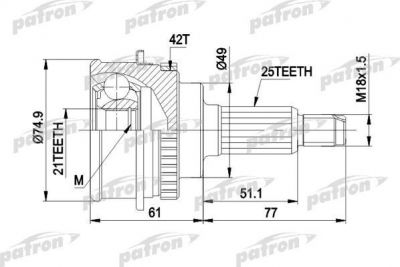 PATRON ШРУС наружн к-кт SUZUKI: BALENO 95 - 02, BALENO универсал 96 - 02 (PCV1266)