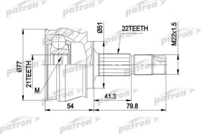 PATRON ШРУС наружн к-кт FIAT: IDEA 04 -, PUNTO 99 -, PUNTO Van 00 -, STILO 01 (PCV1296)