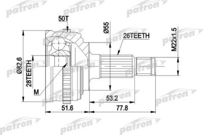 PATRON ШРУС наружн к-кт HONDA: CIVIC V 95 - 01, CIVIC V Fastback 97 - 01, CIVIC V Hatchback 95 - 01 (PCV1301)