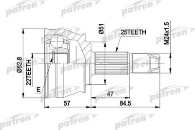 PATRON ШРУС наружн к-кт FIAT: MAREA 99-, MULTIPLA 99-, LANCIA: LYBRA 99-, LYBRA SW 99- (PCV1306)