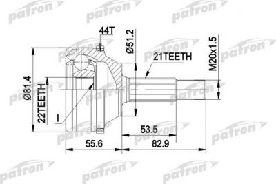 PATRON ШРУС наружн к-кт RENAULT: MEGANE Cabriolet 96 - 03, MEGANE Classic 96 - 03, MEGANE Coach 96 - 03, MEGANE Grandtour 99 - 03, MEGANE I 96 - 03, MEGANE S (PCV1310)