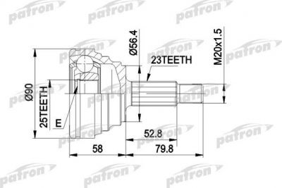 PATRON ШРУС наружн к-кт RENAULT: LAGUNA 93 - 01, LAGUNA Grandtour 95 - 01, SAFRANE I 92 - 96 (PCV1316)