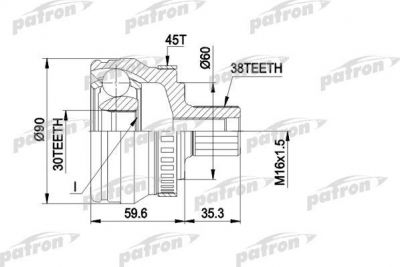 PATRON ШРУС наружн к-кт AUDI: A4 2.6/2.6QUATTRO/2.8QUATTRO 01/95-09/01, VW: PASSAT 2.3 VR5 АКПП 06/97-11/00, с ABS 45 (PCV1377)