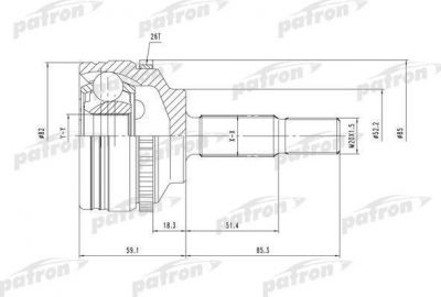 PATRON ШРУС наружн к-кт RENAULT: Clio II 98-, Kangoo 97- (PCV1378)