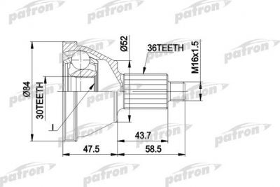 PATRON ШРУС наружн к-кт AUDI: A2 00 - 05, SEAT: CORDOBA 02 -, IBIZA IV 02 -, SKODA: FABIA 06 -, FABIA 99 -, FABIA Combi 00 -, FABIA седан 99 -, ROOMSTER 06 - (PCV1413)