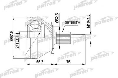 PATRON ШРУС наружн к-кт AUDI: A3 98-, TT 98-, TT Roadster 99-, SEAT: LEON 99-, TOLEDO II 00-06, SKODA: OCTAVIA 03-, OCTAVIA Combi 03-, VW: BORA 98-05, BOR (PCV1428)