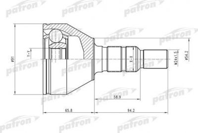 PATRON ШРУС наружн к-кт OPEL: Astra H/Vectra C 02-, FIAT: Croma 04- (PCV1506)