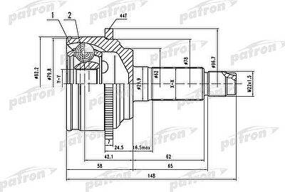 PATRON ШРУС наружн к-кт MAZDA: 6 02- (PCV1525)