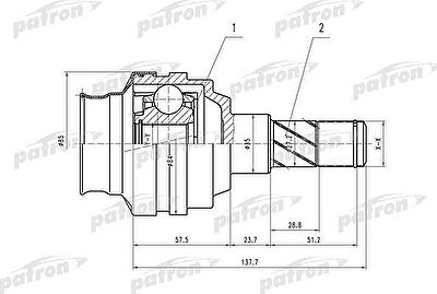 Patron PCV1547 шарнирный комплект, приводной вал на OPEL KADETT E Combo (38_, 48_)