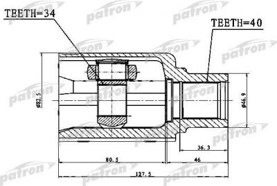 Patron PCV1757 шарнир, приводной вал на VW TIGUAN (5N_)