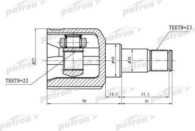 PATRON ШРУС внутренний 23x40x22 FORD FOCUS II 04- (PCV3085)