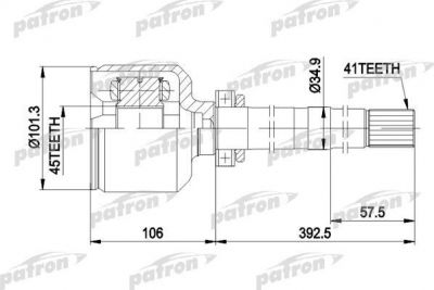 PATRON ШРУС внутр к-кт [A:41, B:45, D:101.3] CITROEN: JUMPER бортовой 94-02, JUMPER автобус 94-02, JUMPER фургон 94-02, FIAT: DUCATO бортовой 94-02, DUCATO а (PCV5012)