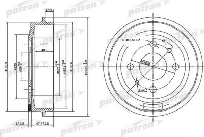 Patron PDR1044 тормозной барабан на FIAT BRAVA (182)