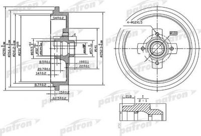 PATRON Барабан тормозной задн VW: PASSAT 88-96, PASSAT Variant 88-97 (PDR1192)