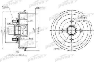 PATRON Барабан тормозной задн FORD: FOCUS 98-04, FOCUS седан 99-04, FOCUS универсал 99-04 (PDR1584)