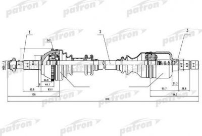 PATRON Полуось лев FIAT: Ducato, PEUGEOT: Boxer 1.9-2.5D/TD ME5/ML 94> 1.4Q +ABS колеса R15, Z: 37 в КПП (PDS0084)