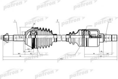 PATRON Полуось лев FIAT: Ducato, PEUGEOT: Boxer 2.0-2.5D MG5 94> 1.4Q +ABS колеса R16, Z: 41 в КПП (PDS0086)