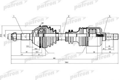 PATRON Полуось лев FIAT: Ducato,PEUGEOT: Boxer 2.0-2.5D MG5 94> 1.8Q +ABS (PDS0160)