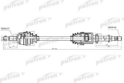 PATRON Полуось прав Renault: Kangoo 1.6/1.6 16V/1.5dCi 05> 922mm (PDS4994)