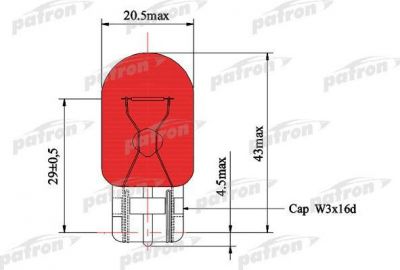 Patron PLWY21W лампа накаливания, фонарь указателя поворота на HONDA CR-V III (RE)