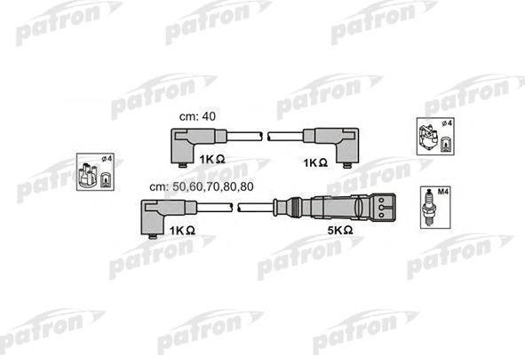 PATRON Комплект проводов зажигания AUDI: 100 84-90, 100 90-94, 200 83-91, 200 AVANT 83-91, 80 91-94, 90 84-87, 90 87-91, VW: PASSAT 83-88, PASSAT VARIANT 83-88, PASSAT Sedan 85-88 (PSCI1006)