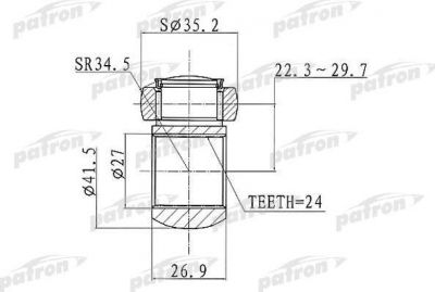 PATRON Трипод [Z:24, D:35.5mm] Fiat: Punto 1.3/1.9JTD/Stilo 03>, Lancia: Ypsilon 95> (PTD004)