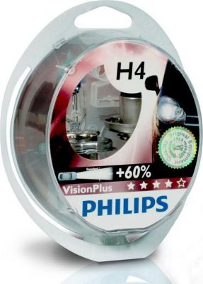 PHILIPS Лампа PHILIPS Н4 60/55 Вт.(12342 Vision plus)(2 шт.) H4 55/60W+ 60% Vision Plus (853921300, 12342VPS2)